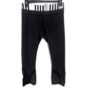 lululemon athletica Black Cropped Leggings with Mesh Insets
